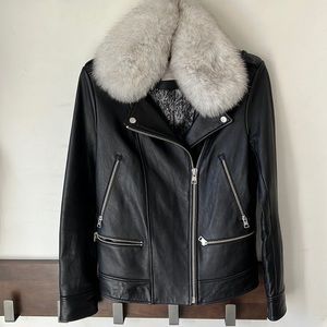 Soia & Kyo Leather jacket with fur collar